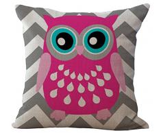 Cartooon Eule Kissenbezug, bedruckt livebycare Linen Baumwolle Cover Überwurf Kissen Fall Kissenbezug Muster Reißverschluss pillowslip Kissenbezüge für Home Sofa Couch Betten Stuhl Sitz Zurück, baumwolle, 1-Stripes of Grey-Red Owl, NO INSERT