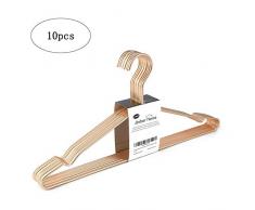 Amber Home Kleiderbügel aus starkem Metalldraht, Kleiderbügel, Kleiderbügel, Standard-Kleiderbügel, Metallbügel mit Kerben, 10 Stück Rose Copper 20