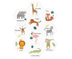 CN-Porter Wandfliesen-Aufkleber für Kinder, selbstklebend, sechseckig, für Küche, Badezimmer, Haus Tiere