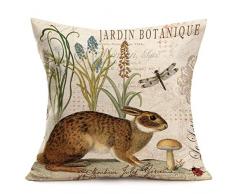 Smilyard Kissenbezug, Ölgemälde, Laufpferd, Baumwollleinen, quadratisch, Grassland, Kissenbezug für Herren und Damen, Heimdekoration, 45,7 x 45,7 cm 18x18 Rabbit B02