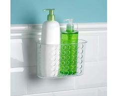 Plastic Forte Kunststoff starker Duschaufsatz ohne Bohren. Transparenter Badezimmerkorb Maße: 20 x 11,5 x 12 cm, Mehrfarbig, Einheitsgröße