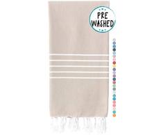 wetcat gewaschen Super Soft Türkisches Handtuch, 100% Baumwolle – Strand Decke, Pestemal Peshtemal,, Fouta, Überwurf – Für Bad, Strand, Pool, Picknick, Yoga, Fitnessraum, Wellness, Reisen – 94 x 177,8 cm – Katze beige