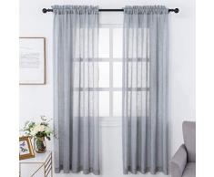 VISIONTEX Vorhang mit Gardinenstange aus Voile, für Fenster, Wohnzimmer – Set mit 2 Scheibengardinen, 137 x 160 cm, grau, 54x84 Inch