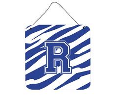 Carolines Treasures Wand- oder Türaufhänger, Buchstabe C, Tigerstreifen, Blau/Weiß Casual 6x6 Mehrfarbig