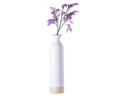 Uniquewise QI003455WN.L Vase, zylindrisch, hochgesponnener Boden, lackiert mit natürlichem Bambus-Finish, groß