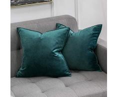 2 samtweiche Kissenbezüge von Miluee, dekoratives Kissenbezugsset aus festem Stoff, quadratisch, Kissen für Sofa, Schlafzimmer oder Auto 24x24 grün