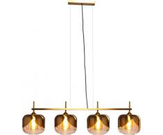 Kare Design Hängeleuchte Golden Goblet Quattro Ø25cm, moderne Hängelampe für das Wohnzimmer und Esszimmer in der Farbe Gold, mit 4 Schirmen, weitere Ausführungen erhältlich (H/B/T) 143x129x25cm