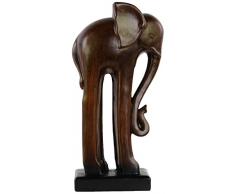 Urban Trends Keramik stehend Langbein Elefant Figur auf Sockel SM Glasur Finish Espresso braun, Kupfer, L