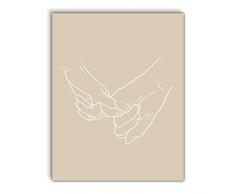 VintBo, Pinky Promise, Minimalistisch, modern, abstrakt, Kunstdruck, Linienzeichnung, modernes Wandbild für Zuhause und Schlafzimmer, 27,9 x 35,6 cm, ungerahmt 11Wx14L Creme Brulee
