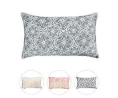 Hahadidi Cozy Nackenrolle Kissen Bezüge für Schlafcouch Sofa, Manuelle Hand Painted Bunt Geometrische-Gitter Kette, 45,7 x 45,7 cm, Natur Farbe Blau Weiß 14X24 Hellgrau