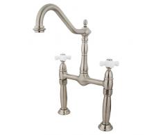 Nuvo ES1078PX Elements of Design Boston Spültischarmatur mit 2 Griffen, 21,6 cm, gebürstetes Nickel