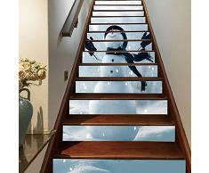 FLFK Weihnachtsmann 3D PVC 6 Stück/Set Weihnachtsbaum Schneemann selbstklebend Treppenaufkleber Weihnachten Home Decor 100CMx18CMx13pieces(39.3 w x 7 h x 13pieces) Gxl289_13pcs