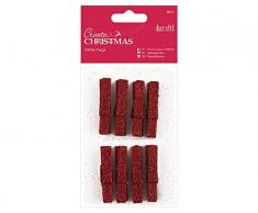 Papermania 8 glitzernde Wäscheklammern, Rot