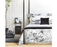 eikei Modern Vintage Retro Mod Print Betten Ägyptische Baumwolle Bettwäsche Set Minimalist Chic Botanischen Design asiatischen Zen Style wendbar Muster in Full Queen oder King Size Modern Queen schwarz / weiß