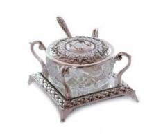 Rosch ha-Schana Glas Honig Gericht mit Versilbert Löffel und Deckel