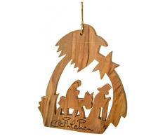 Earthwood Olivenholz Kreuz Ornament mit Krippe