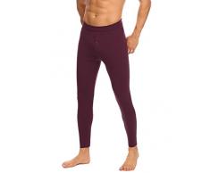 Langle Herren Damen Winter-Thermo-Unterwäsche, Leggings, elastische Taille, solide Knopfleiste, S-XXXL - Rot - XX-Large