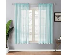 YOKISTG Vorhänge aus Leinen, für Schlafzimmer, Wohnzimmer, Fenster, 2 Paneele 54 x 63 hellblau