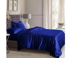 ellesilk Silk Bettbezug, 22 Momme Mulberry Seide, Maschinenwäsche, hautsympathisch, Seide, königsblau, Full/Double (76x90)