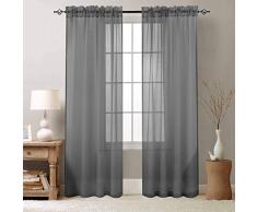 Lazzzy topick Voile Vorhänge, Gardinen, Rod Tasche, Set von Zwei, Polyester, Pole Top |Grey, 95 L |Pair