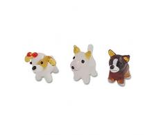 CIMIGROUP Handgefertigte Glasfiguren für Zuhause, bunte Glasur, süße Hundewelpe, Delfin-Ornament-Serie, handgefertigt, geblasen, Mini-Gemüse, Basteln, Aquarium, Deko-Zubehör, Geschenk-Sets 1INCH - 2INCH Welpen