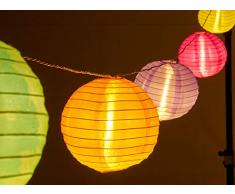 AMARE LED Lichterkette mit 15 XXL Lampions mit 15 cm Durchmesser, Solarbetrieb mit Dämmerungssensor und Erdspieß für den Außenbereich, bunt, Kette 7 m, Länge Zuleitung ca. 3 m