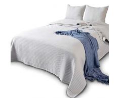 DOMDEC Tagesdecke, Überdecke, Mini-Set, Daunendecke, kuschelig weich, übergroß, vorgewaschen, 3-teilig, einfarbig Oversize King Set grau