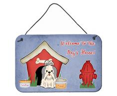 Caroline s Treasures Hundehütte mit Shih Tzu Silber, Weiß, 8hx12 W für die Tür, zum Aufhängen oder in der Wand Kunstdrucke bb2839ds812.
