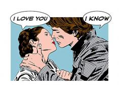 Komar Wandbild Star Wars Classic Comic Quote Leia Han | Kinderzimmer, Jugendzimmer, Dekoration, Kunstdruck | ohne Rahmen | WB117-70x50 | Größe: 70 x 50 cm (Breite x Höhe)