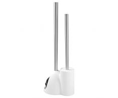 InterDesign 92801EU Bathworks Toilettenbürste / Saugglocke-Set, weiß / Edelstahl gebürstet