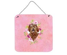 Carolines Treasures Labradoodle rosa Blumen Türaufhänger Wanddekoration, Mehrfarbig