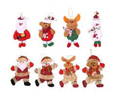 Tvoip 8 Stück Weihnachten Hängedeko Weihnachten Schneemann Baum Hängende Ornamente Geschenk Nikolaus Elch Rentier Spielzeug Puppe Hängedeko