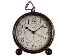 JUSTUP Tischuhr leise Retro Vintage Anti-Ticking Schreibtisch Tischuhr klein dekorativ 14 cm Wecker batteriebetrieben mit großen Ziffern und HD-Glas für Kinder Sensoren Innen Dekor Antik schwarz