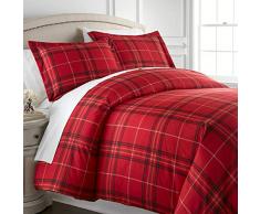 Southshore Fine Living, Inc. Premium Qualität Oversize 3-teiliges Schmusetuch Set Landhausstil King/California King Vilano Plaid Red