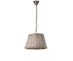 ONLI Deckenleuchte, Korb aus Rattan, Beige und Bronze