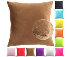 Easondea Kissenbezüge, weicher Plüsch, dekorativer Winter, luxuriös, quadratisch, für Sofa, Schlafzimmer, Zuhause, Auto 22x22/55X55CM braun