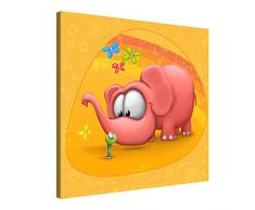 Picanova – Elephant Meet Worm 80x80cm – Premium Leinwanddruck – Kunstdruck Auf 2cm Holz-Keilrahmen Für Schlaf- Und Kinderzimmer – Kinder Kollektion Von TooshToosh