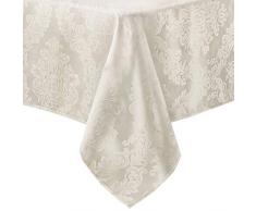 Newbridge Barcelona Tischdecken, bügelfrei, schmutzabweisend, Damast Traditionell 108 Round antik-weiß