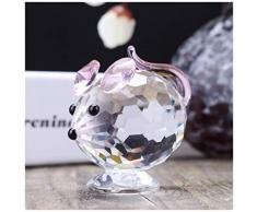 HDCRYSTALGIFTS Kleine Kristall-Figuren mit Pinker Maus aus klarem Glas für Tiere, Sammlerstück, Geschenk für Zuhause