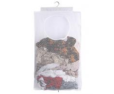 ALYER Mesh Wäschesammler, Faltbar Hängende Aufbewahrung Korb, Tragbar platzsparend Aufbewahrungstasche Weiß