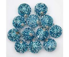SHATCHI 12 x Christbaumkugeln zum Aufhängen, weicher Schaumstoff, glitzernd, verziert, bruchsicher, Christbaumschmuck, Tischdekoration, blau, 4 cm