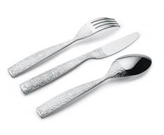 Alessi Dressed, 4 Stück Kaffeelöffel aus Edelstahl 18/10 glänzend poliert mit Reliefdekor