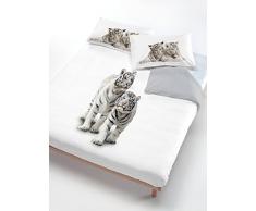 Italian Bed Linen Bettwäsche Tiger grau/weiß 200 x 200 cm grau/weiß