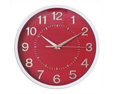 Smarten Arts aufpoliert Arts Decor Lautlos Wand Uhr 25,4 cm 3D Zahlen Nicht Dekorative Wanduhr batteriebetrieben Rund Leicht zu Lesen für Schule/Zuhause/Büro/Hotel 10 inches Rot
