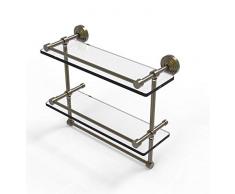 Allied Messing wp-2tb/16-gal-abr 40,6 cm Galerie Doppel Glas Regal mit Handtuchhalter Bar, Messing antik