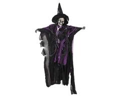 Animierter Fliegender Ghoul Geister mit Sound und leuchtenden roten Augen hängend, Gruselmann, Schädel, Vampir, Halloween, Dekoration, Spukhaus, Requisiten, Hof, Außenbereich, Bar, KTV, Dekoration, Spielzeug Geschenk X-Large Purple, 27.6