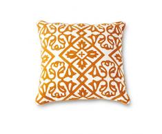 K&K Interiors 15194A Kissen, Bestickt, kunstvolles Design, 48 cm, Orange/Weiß
