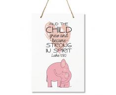 LifeSong Meilenstones Elefanten-Wanddekoration, Wanddekoration, Dekoration für Kinderzimmer oder Spielzimmer, Geschenkidee für Kinder, 20,3 x 30,5 cm 8x12 and The Child Grew Pink Heart