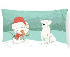 Carolines Treasures CK2034PW1216 Weiße Boxer und Schneemann Weihnachten Terrassenmöbel Kissen