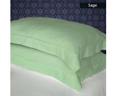 linen store 800 Querschnitt Zählen 2-Zweischichtig Kopfkissen ~ 100% Pima-Baumwolle Streifen Muster alle Größe & Farben, Baumwolle, graugrün, Standard 20 X 26